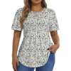 Fantaslook Blouses for Women Pleated Short Sleeve Tunic Tops Dressy Casual Summer Shirts