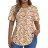 Fantaslook Blouses for Women Pleated Short Sleeve Tunic Tops Dressy Casual Summer Shirts