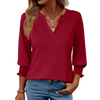 Fantaslook 3/4 Sleeve Womens Tops Dressy Casual Blouses V Neck Work Shirts Trendy Tops with Smocked Cuffs