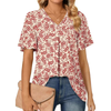 Fantaslook Womens Tops Dressy Blouses V Neck Short Sleeve Tunic Tops Casual Work Shirts