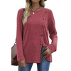 Fantaslook Blouses for Women Long Sleeve Crew Neck Tunic Tops Buttons Side Fall Shirts