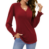 Fantaslook Womens Tops Dressy Blouses V Neck Puff Long Sleeve Tunic Tops Button Fall Shirts