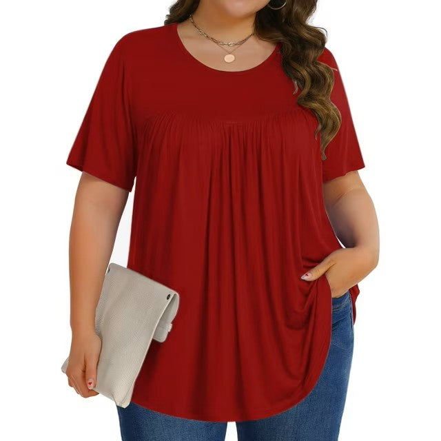 Fantaslook Womens Plus Size Tops Tunic Short Sleeve Shirts Floral Blouses Loose Summer Tops