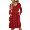 Fantaslook Long Sleeve Dresses for Women V Neck Casual Fall Dress Button Floral Midi Dresses with Pockets