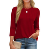 Fantaslook Womens Plus Size Tops 3/4 Sleeve Pleated Dressy Blouses Crew Neck Casual Tunic Tops Summer Shirts