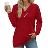 Fantaslook V Neck Blouses for Women Dressy Casual Tops Button Long Sleeve Shirts Trendy Fall Tops