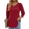 Fantaslook Pleated Blouses for Women Dressy Casual 3/4  Sleeve Womens Tops with Smocked Cuffs Summer Fall Shirts
