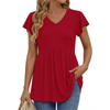Fantaslook Womens Tops V Neck Short Sleeve Summer Shirts Babydoll Peplum Tops Tunic Dressy Casual Blouses