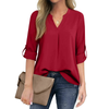 Fantaslook Womens Blouses 3/4 Sleeve V Neck Work Shirts Dressy Tops Chiffon Office Wear
