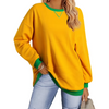 Fantaslook Color Block Sweatshirts for Women Crewneck Long Sleeve Oversized Pullover Tops Casual Fall Outfits