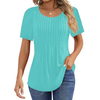 Fantaslook Blouses for Women Pleated Short Sleeve Tunic Tops Dressy Casual Summer Shirts