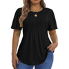 Fantaslook Blouses for Women Pleated Short Sleeve Tunic Tops Dressy Casual Summer Shirts