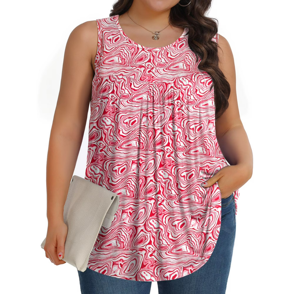 Fantaslook Plus Size Tank Tops for Women Tunic Sleeveless Shirts Dressy Casual Floral Blouses Loose Summer Tops
