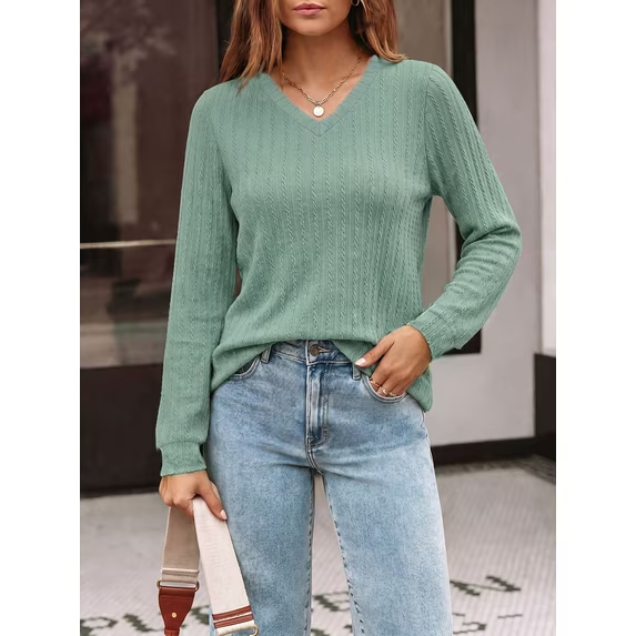 Fantaslook Long Sleeve Shirts for Women V Neck Dressy Casual Tops Lightweight Tunic Pullover Fall Work Outfits
