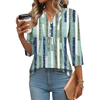 Fantaslook 3/4 Sleeve Plus Size Tops for Women Henley V Neck Button Blouses Dressy Floral Tunic Work Shirts L-5XL