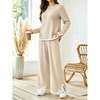 Fantaslook 2 Piece Sets for Women Travel Outfits Color Block Long Sweater Lounge Sets Splits Hem Tracksuits with Pockets
