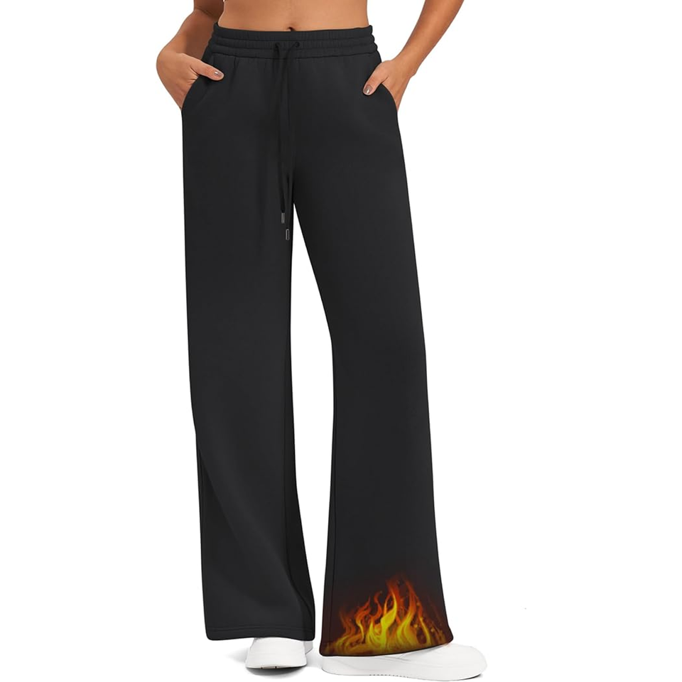 Fantaslook Womens Sweatpants Baggy Fleece Lined Wide Leg Sweatpants Drawstring Warm Lounge Pants with Pockets