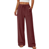 Fantaslook Linen Wide Leg Pants for Women Flowy Palazzo Drawstring Elastic Waist Trousers with Pockets Summer Beach Vacation Clothes