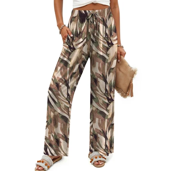 Fantaslook Womens Pants Casual Boho Palazzo Pants Wide Leg Lounge Pants Trousers with Pocket