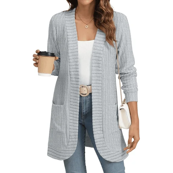 Fantaslook Cardigan Sweaters for Women Long Sleeve Open Front Cardigan with Pockets Casual Dressy Lightweight Fall Sweaters