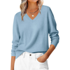 Fantaslook Knit Sweater for Women Long Sleeve V Neck Fall Tops Trendy Casual Pullover Work Shirts