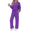 Fantaslook Two Piece Lounge Sets for Women Fall Outfits Long Sleeve Tops Wide Leg Pants Matching Sets Vacation Travel Outfits