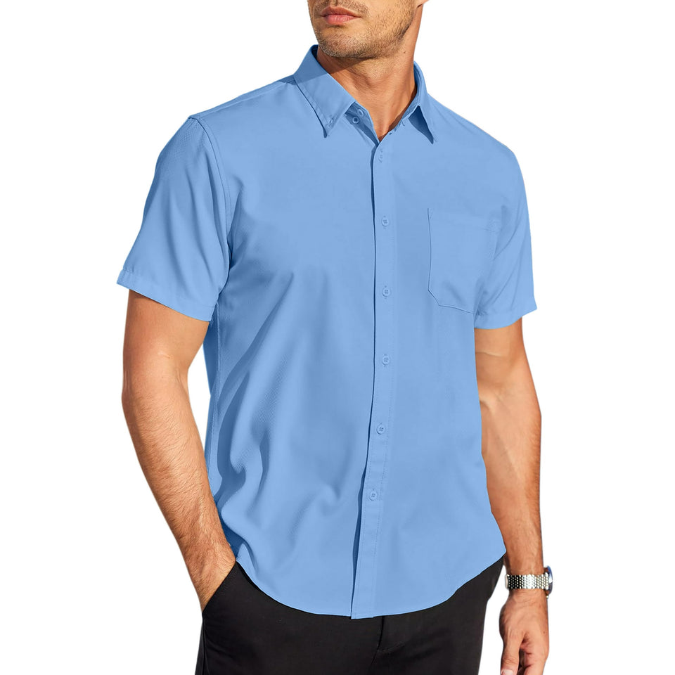 GENTS BLISS Short Sleeve Mens Dress Shirts Casual Solid Shirts for Men Regular Oxford Tops with Pocket