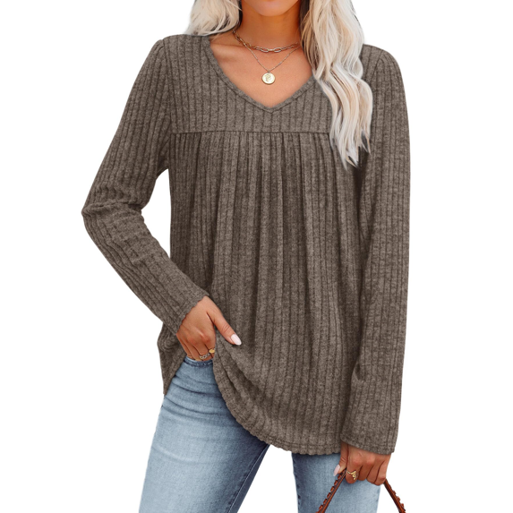Fantaslook Long Sleeve Shirts for Women V Neck Lightweight Sweaters Casual Fall Tunic Tops Fashion Spring Clothes