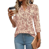 Fantaslook 3/4 Sleeve Plus Size Tops for Women Henley V Neck Button Blouses Dressy Floral Tunic Work Shirts L-5XL