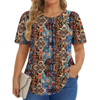 Fantaslook Dressy Blouses for Women Pleated Short Sleeve Tunic Tops Casual Floral Shirts