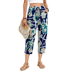 Fantaslook Womens Capri Pants Drawstring Casual Palazzo Trousers with Pockets Loose Floral Lounge Pants Pajama Bottoms