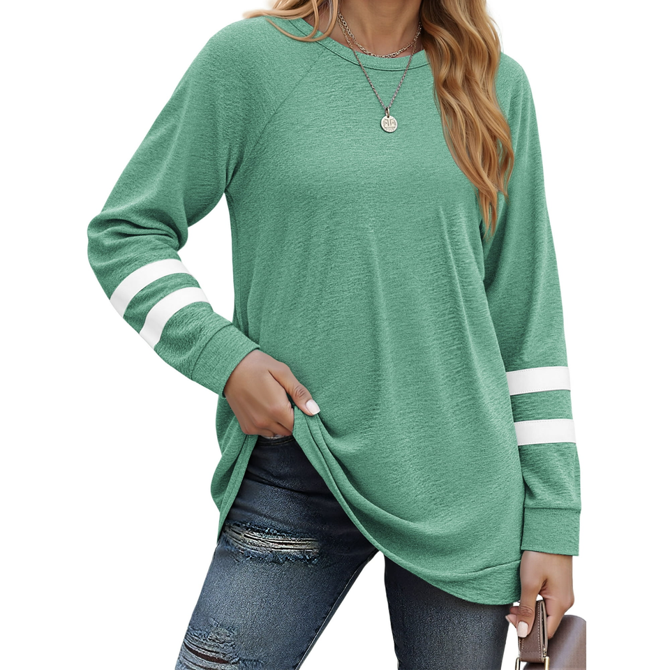 Fantaslook Womens Long Sleeve Tops Crewneck Sweatshirts Casual Color Block Tunic Tops Pullover