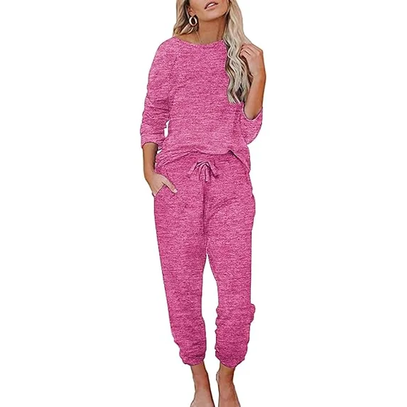 Fantaslook Womens Pajamas Sets Long Sleeve Top And Pant With Pockets Lounge Wear Set Oufits