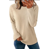 Fantaslook Textured Tops for Women Crew Neck Long Sleeve Shirts Fall Blouses Casual Basic Tee
