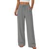 Fantaslook Linen Wide Leg Pants for Women Flowy Palazzo Drawstring Elastic Waist Trousers with Pockets Summer Beach Vacation Clothes