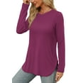 Fantaslook Long Sleeve T Shirts for Women Crew Neck Curve Hem Tunic Tops Casual Fall Shirts