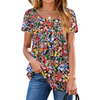 Fantaslook Women Tunic Tops Casual Henley Short Sleeve Shirts Floral Blouses Loose Summer Tops
