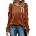 Fantaslook Fall Sweatshirts for Women Crewneck Puff Sleeve Tops Fashion Shirts