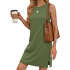 Fantaslook Tank Dresses for Women Crewneck Sleeveless Mini Sundresses Casual Summer Split Dress
