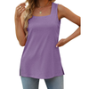 Fantaslook Tank Tops for Women Summer Square Neck Sleeveless Casual Tops Side Split Shirts