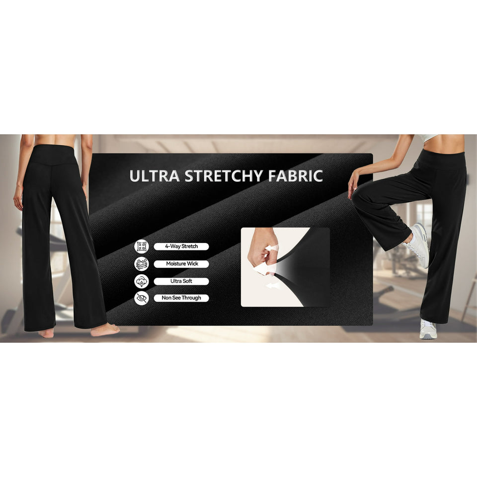 Rosvigor Wide Leg Yoga Pants Women High Waisted Pants Loose Casual Pants with Pockets