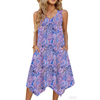 Fantaslook Floral Tank Dresses for Women Flowy Sleeveless Asymmetrical Hem Dress Beach Sundress with Pockets
