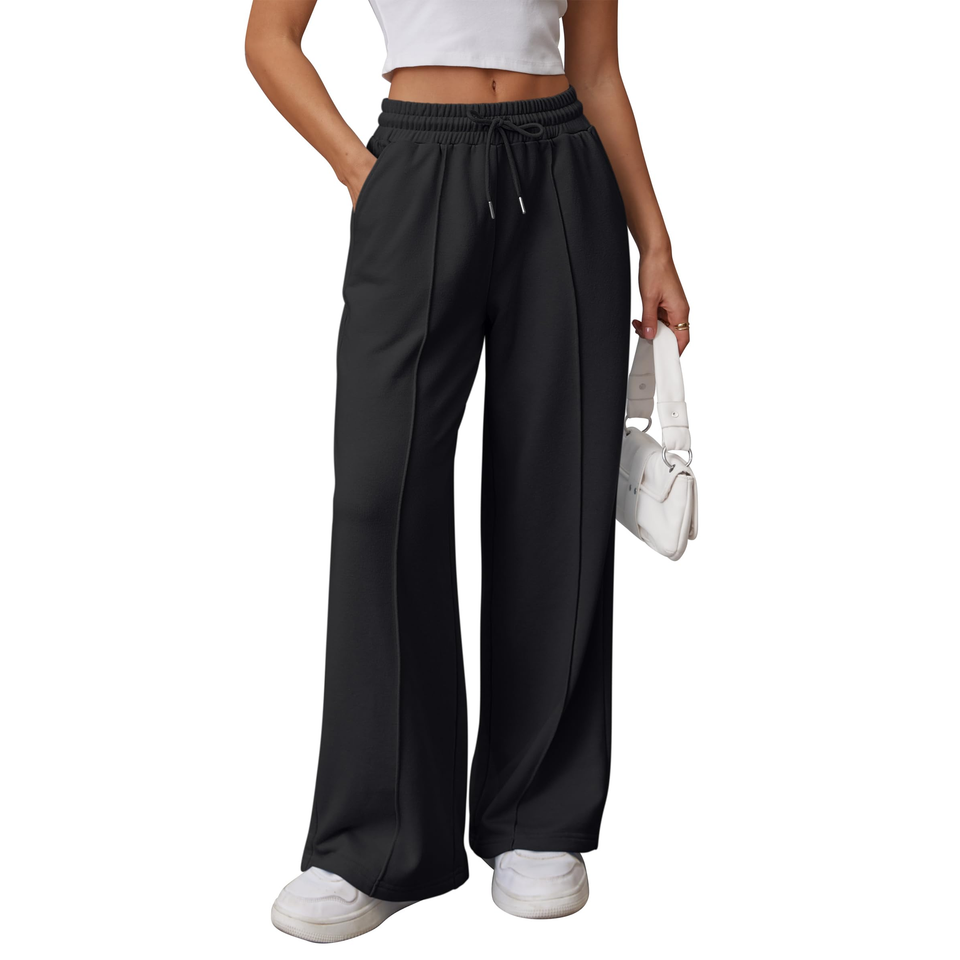 Fantaslook Womens Wide Leg Sweatpants High Waisted Baggy Pants Fashion Drawstring Athletic Sweatpants with Pockets