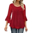 Fantaslook Ruffle 3/4 Sleeve Dressy Blouses for Women Glitter Double Layers Mesh Tunic Tops Crew Neck Summer Shirts 3.8 stars out of 6 reviews (3.8)| 6 ratings
