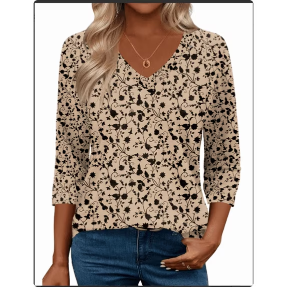 Fantaslook Women Tunic Tops Casual Long Sleeve Shirts Crew Neck Fall Tops Basic Tees Floral Dressy Blouses