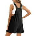 Fantaslook Waffle Jumpsuits for Women Summer Trendy Button Sleeveless Romper Ajustable Strap Shorts Overalls with Pockets