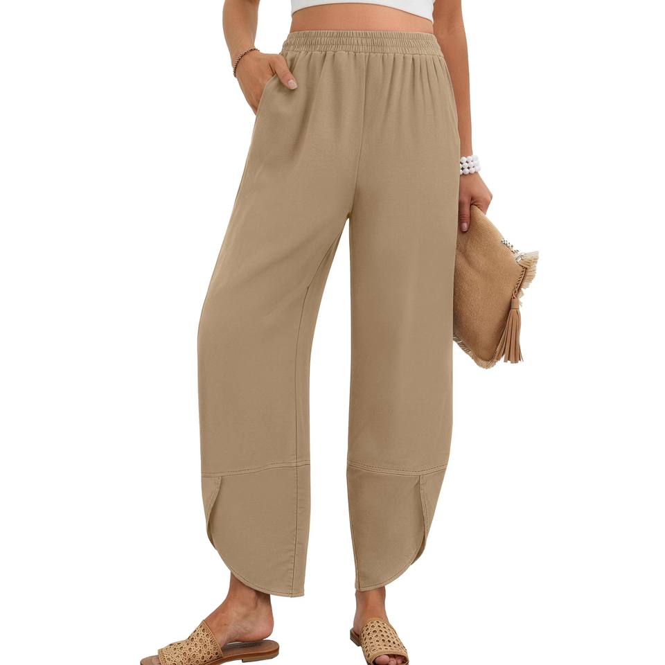 Fantaslook Capri Pants for Women Wide Leg Sweatpants Harem Palazzo Baggy Pants with Pockets