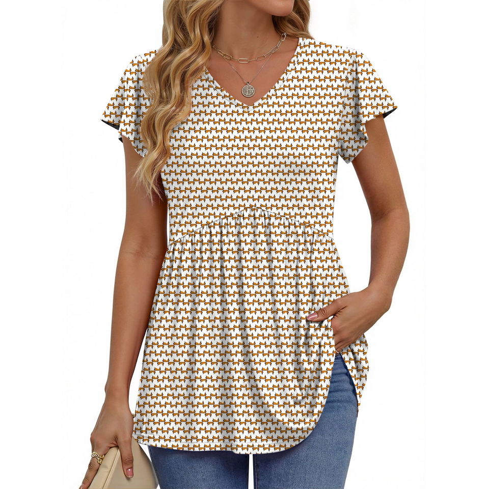 Fantaslook Womens Tops V Neck Short Sleeve Summer Shirts Babydoll Peplum Tops Tunic Dressy Casual Blouses