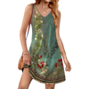 Fantaslook Summer Dresses for Women Casual V Neck Sleeveless Sundresses Floral Beach Short Dress with Pockets