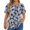 Fantaslook Dressy Blouses for Women Pleated Short Sleeve Tunic Tops Casual Floral Shirts